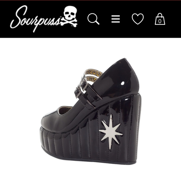 TUK x LUX DE VILLE - Black Starburst Platform Mary Jane Wedges - New in Box⚡ - Picture 6 of 12